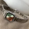 Dainty Silver-Orange Green Gradient Color Bracelet Watch