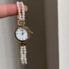 Dainty Gold Round Freshwater Pearl Bracelet Ladies Watch